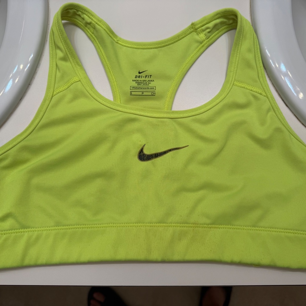Nike Women's Dri-Fit Neon Yellow Sports Bra (Size Small)